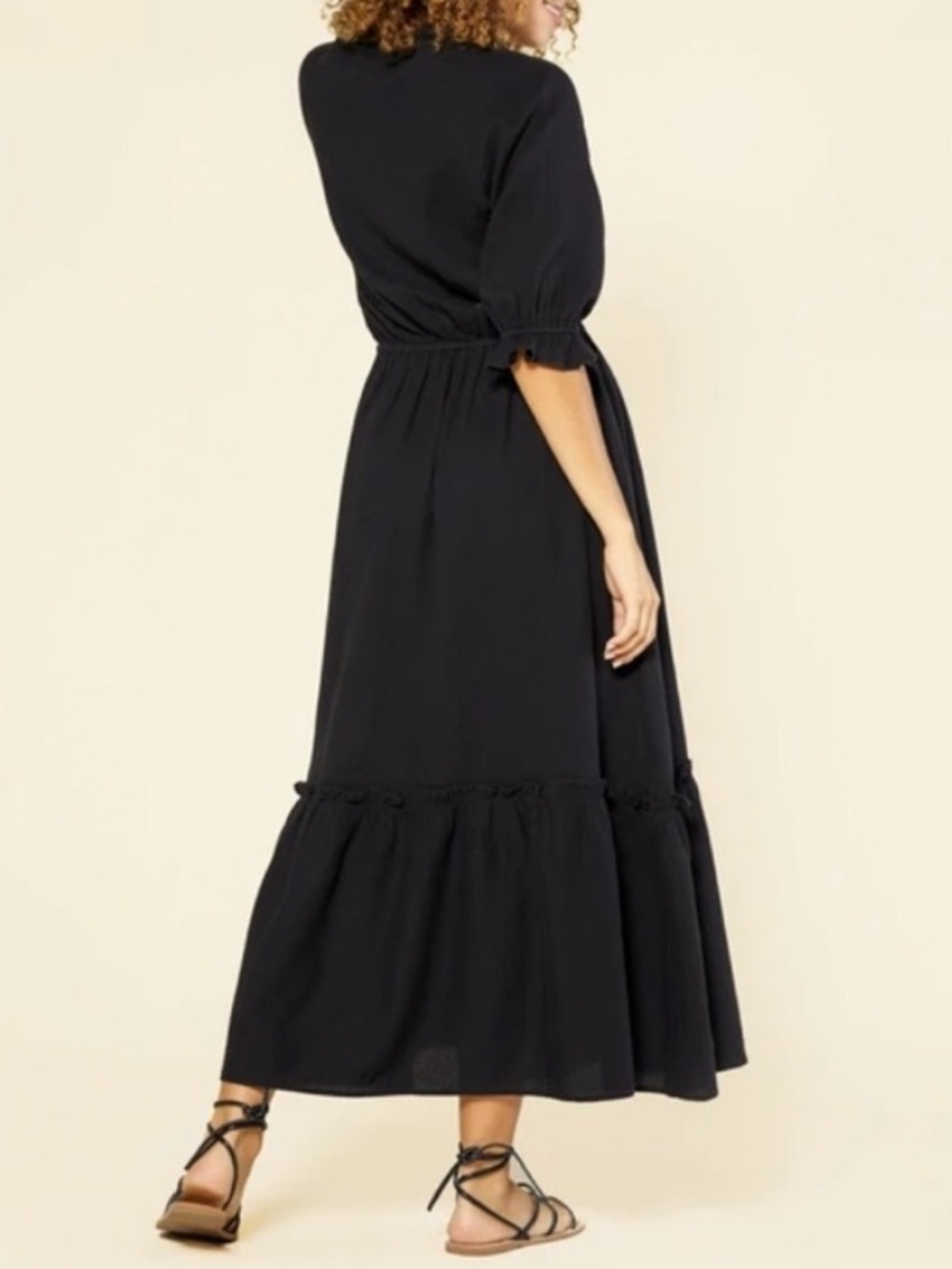 NWT Outerknown Odyssey Gauzy Cotton Midi Dress Black Boho Sz XS - Picture 2 of 14